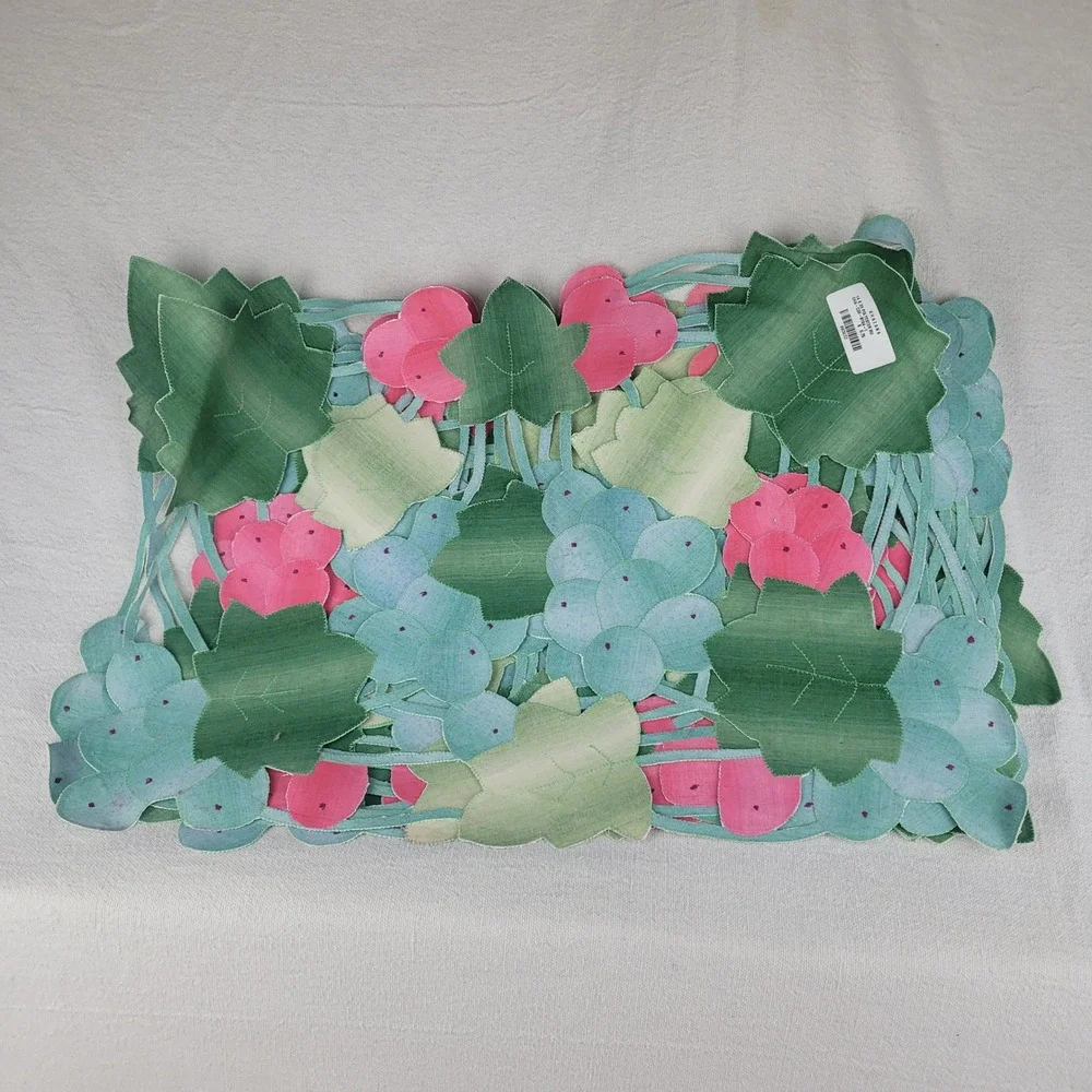 8 Khazana Grape‎ Clusters Cutout Placemats Green Pink Blue Polyester NEW
